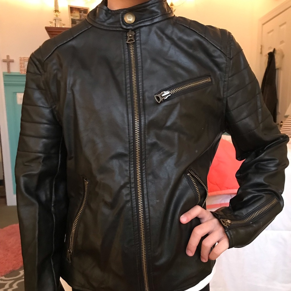 Black leather jacket for girl